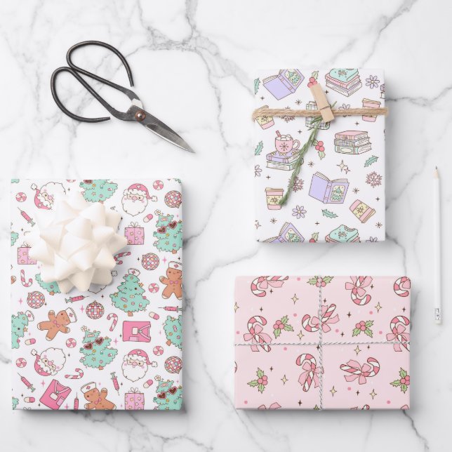 Krankenschwester Weihnachten Geschenkpapier Set (Vorderseite)
