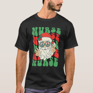 Krankenschwester Weihnachten Retro Hippie Santa Fa T-Shirt