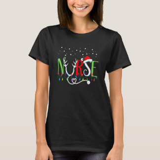 Krankenschwester Weihnachten Santa Hut Schnee Stet T-Shirt