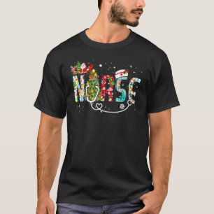Krankenschwester Weihnachten Stethoskop Baum Santa T-Shirt