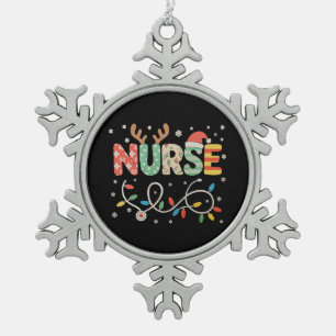 Krankenschwester Weihnachten Stethoskop Weihnachts Schneeflocken Zinn-Ornament