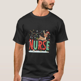 Krankenschwester Weihnachtsmotiv Rentier T-Shirt