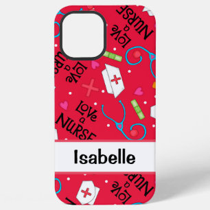 Krankenschwester Whimsy Medical Art Roter Name Per iPhone 12 Pro Max Hülle