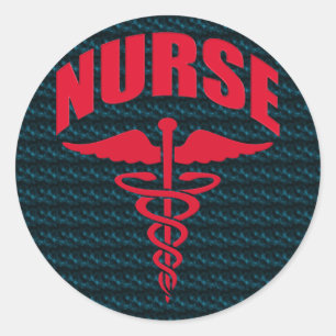 Krankenschwestercaduceus-Rot Runder Aufkleber