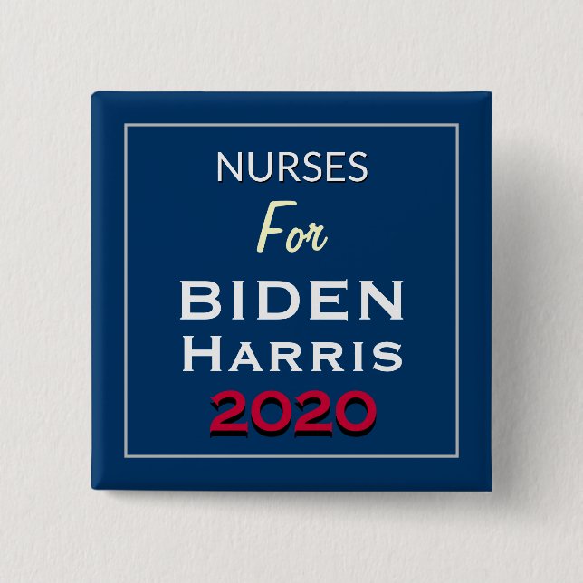 Krankenschwestern für BIDEN HARRIS Square Kampagne Button (Vorderseite)