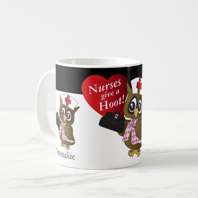 Krankenschwestern geben Hoot! Nurse Owl   Kaffeetasse (Vorderseite Links)
