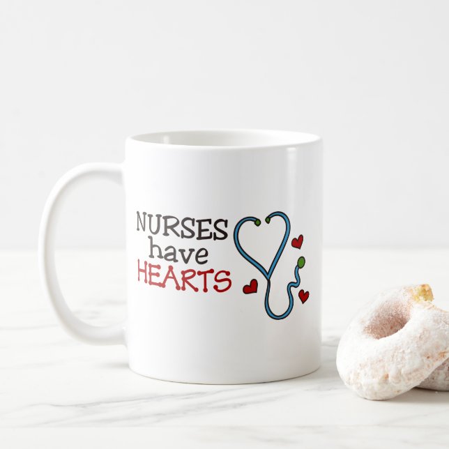 Krankenschwestern haben Herz Kaffeetasse (Mit Donut)