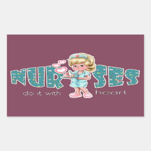 Krankenschwestern kümmern sich um das Herz. Niedli Rechteckiger Aufkleber
