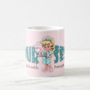 Krankenschwestern machen es mit Herz. Geschenkarti Kaffeetasse