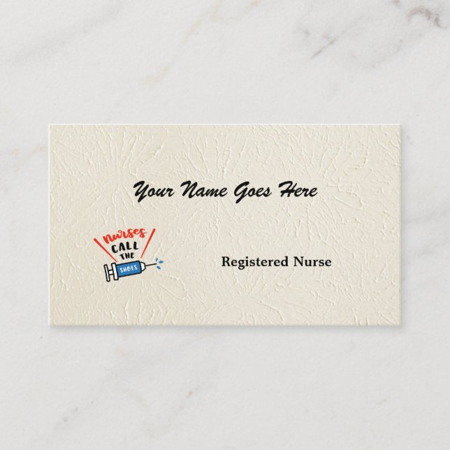 Krankenschwestern nennen die Shots personalisiert Visitenkarte (Vorderseite)