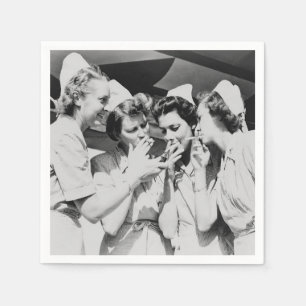 Krankenschwestern rauchen, Vintage-Fotografie Serviette
