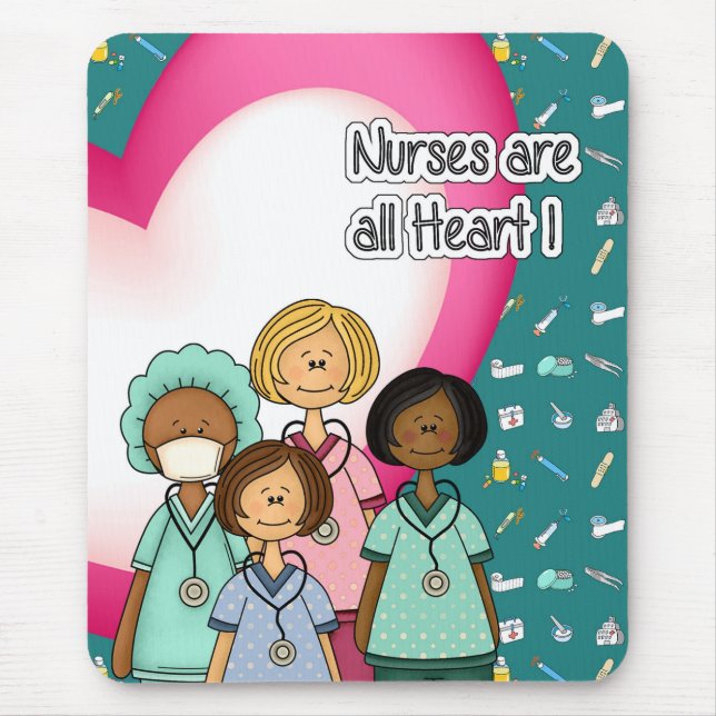 Krankenschwestern sind alle Herz. Geschenk Mousepad (Vorne)