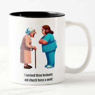 Krankenversicherung mit Feisty Granny Zweifarbige Tasse
