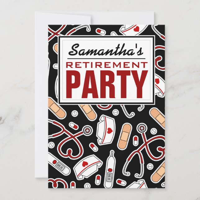 Krankenversicherung Party Schwarz Einladung (Vorderseite)