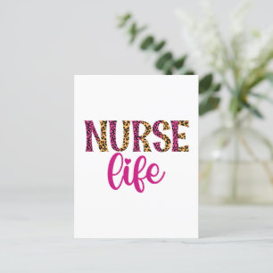 Krankenversicherung - Rosa und Leopard Print Postkarte