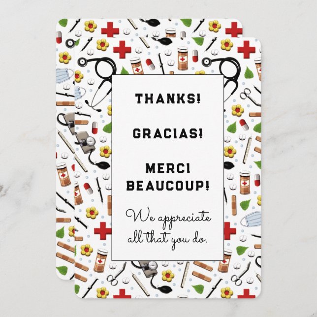 Krankenversicherungskarten Dankeskarte (Vorne/Hinten)