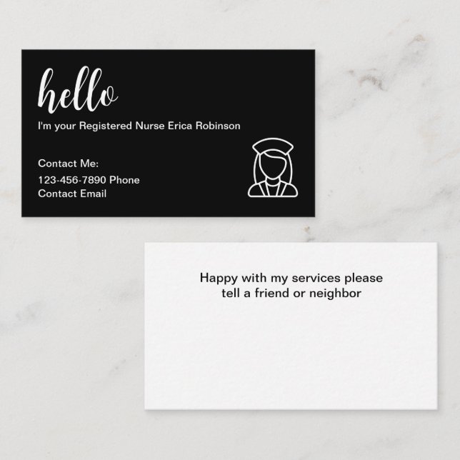 Krankenversicherungskarten für Krankenpfleger Visitenkarte (Vorne/Hinten)