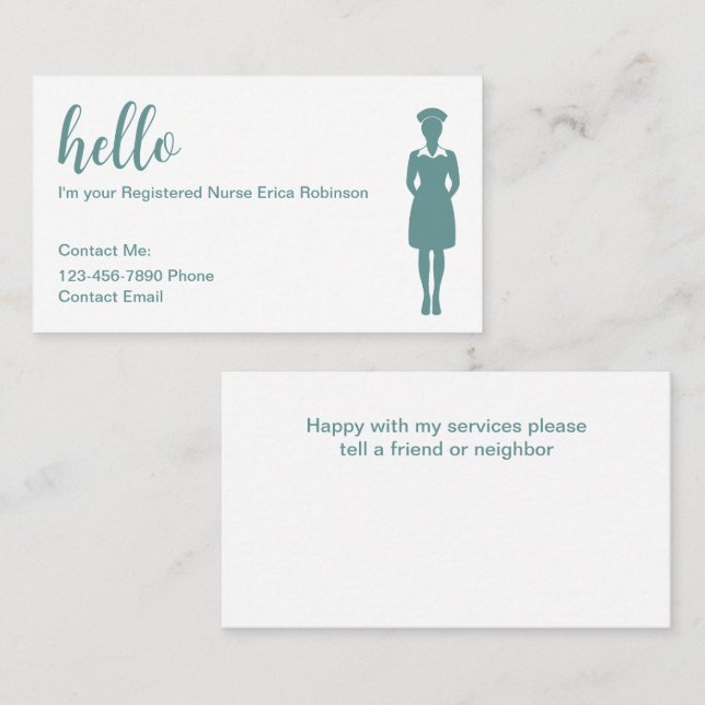 Krankenversicherungskarten für Krankenpfleger Visitenkarte (Vorne/Hinten)