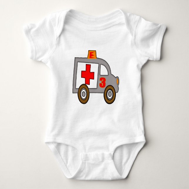 Krankenwagen-3. Geburtstags-Geschenke Baby Strampler (Vorderseite)