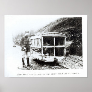 Krankenwagen-Auto auf einer der Kleinbahnen Poster