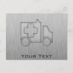 Krankenwagen; Metallaussehen Postkarte