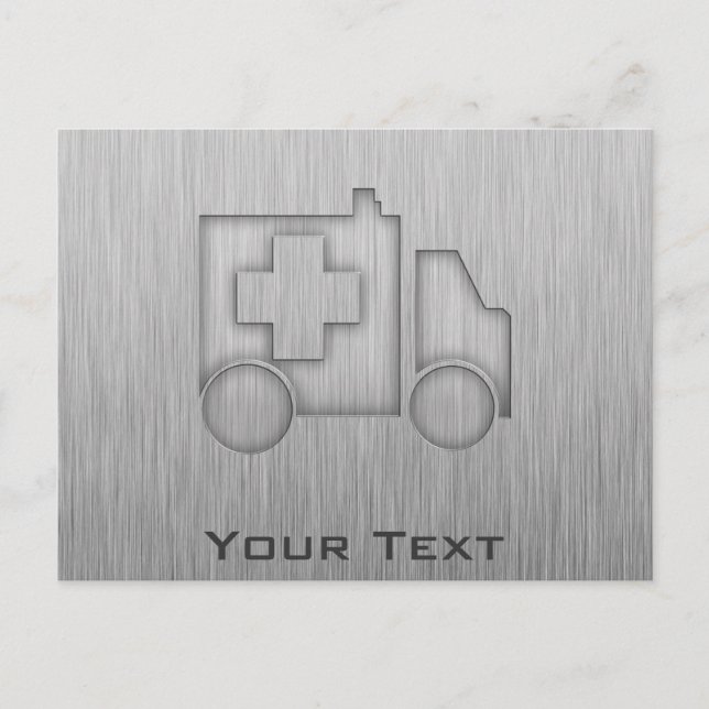 Krankenwagen; Metallaussehen Postkarte (Vorderseite)