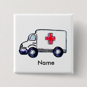 Krankenwagen quadratischer Pin Button