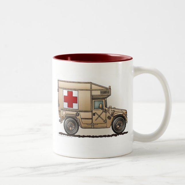 Krankenwagenmilitärhummer-Tassen Zweifarbige Tasse (Rechts)