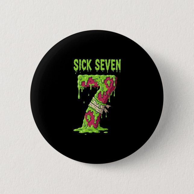 Krankes Sieben Meme-Shirt Sechs Sieben Lustiger Wo Button (Vorderseite)