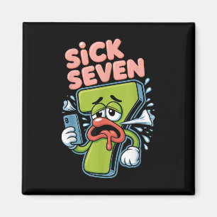 Krankes Sieben Meme-Shirt Sechs Sieben Lustiger Wo Magnet