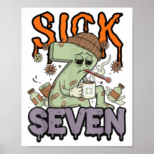 Krankes Sieben Meme T-Shirt 67 Sechs Sieben Lustig Poster (Vorne)