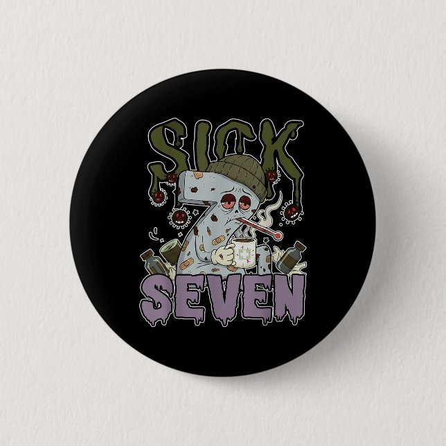 Krankes Sieben Meme T-Shirt 67 Sechs Sieben Lustsp Button (Vorderseite)