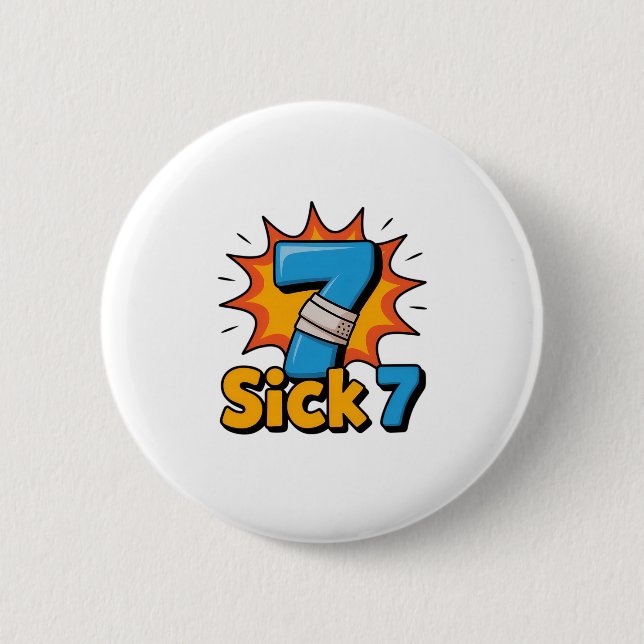 Krankes Sieben-Meme-T-Shirt Sechs Sieben Lustiger  Button (Vorderseite)