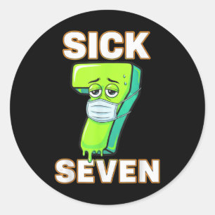 Krankes Sieben Meme T-Shirt Sechs Sieben Spaß Wort Runder Aufkleber