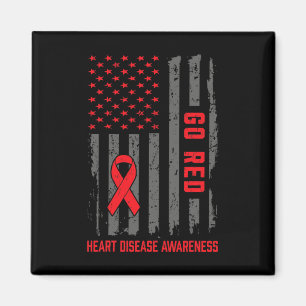 Krankheit amerikanische Flagge Go Red Heart Diseas Magnet