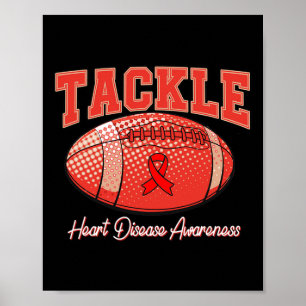 Krankheitsbewusstsein Monat Tackle Football Heart  Poster