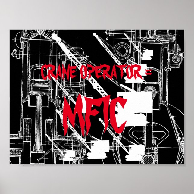 Kranoperator = MFIC VINTAG CRAWLER CRANE weiß Poster (Vorne)