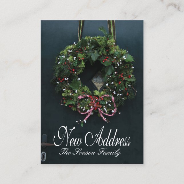 Kranz an Tür neue Adresse Begleitkarte (Vorderseite)