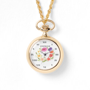 Kranz Aquarell Floral Pfingstrose Modern Armbanduhr