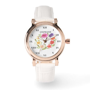 Kranz Aquarell Floral Pfingstrose Modern Armbanduhr