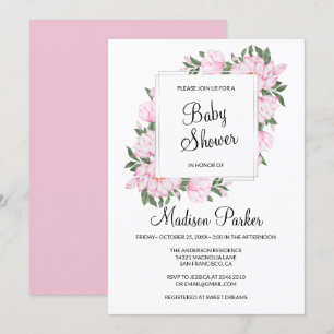 Kranz aus rosa Blumen Einladung