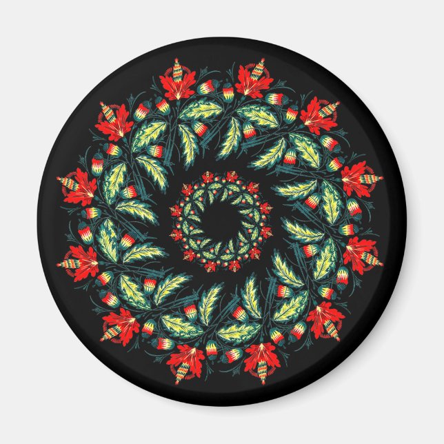 Kranz aus roten Blumen Magnet (Vorne)