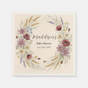 Kranz aus Wildblumen, goldener Weizenring, Babypar Serviette