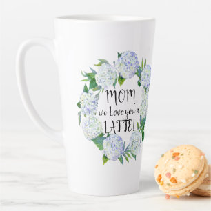 Kranz Blaue Hortensie Floral Mutter Liebe dich LAT Milchtasse