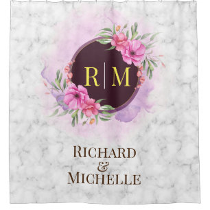 Kranz Blumen Initiale Buchstabe Monogramm Name Mar Duschvorhang