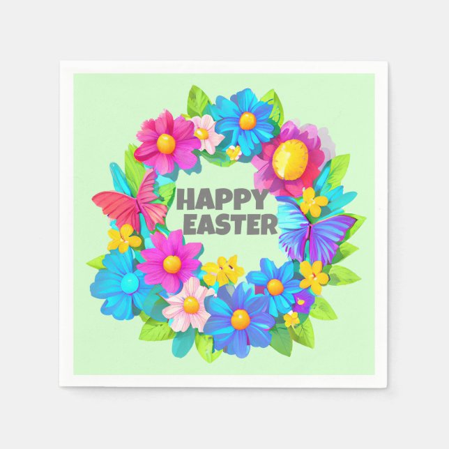Kranz der farbenfrohen OsterBlume Serviette (Vorderseite)