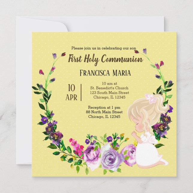 Kranz der heiligen Kommunion * wählen Sie die Hint Einladung (Vorderseite)