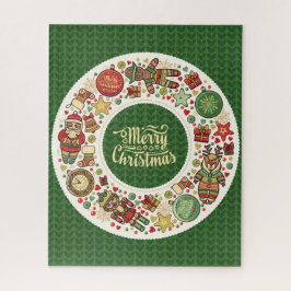 Kranz Frohe Weihnachten Vintagen Urlaub Puzzle