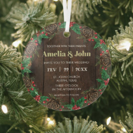 Kranz mit Pine Wedding Einladung Weihnachten Ornament Aus Glas