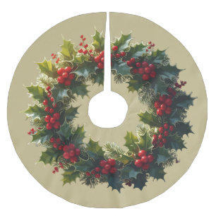 Kranz mit saisonalem Wald-Dupes in Rot Polyester Weihnachtsbaumdecke